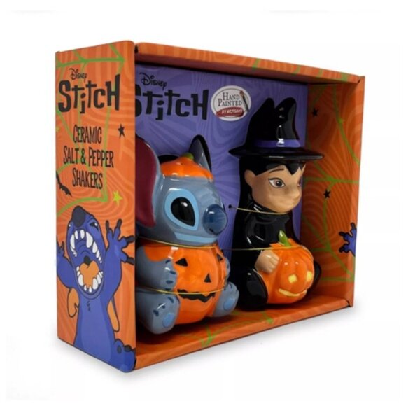 NEW Disney Lilo And Stitch Halloween Salt & Pepper Shakers Witch & Pumpkin 🎃 - Picture 3 of 4